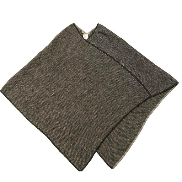 Wool Alpaca Blend Pullover Poncho SZ OS Shawl Sweater Fratelli Talli Gray Italy - Picture 2 of 4